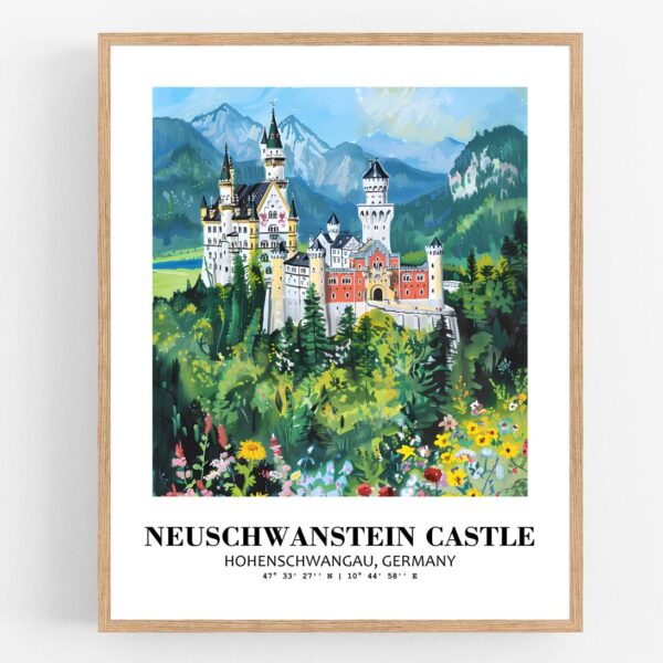 Eleville Unframed Neuschwanstein Castle Hohenschwangau Germany World Tour Travel Family Vacation Art Print Poster Office Home Decor mgn027