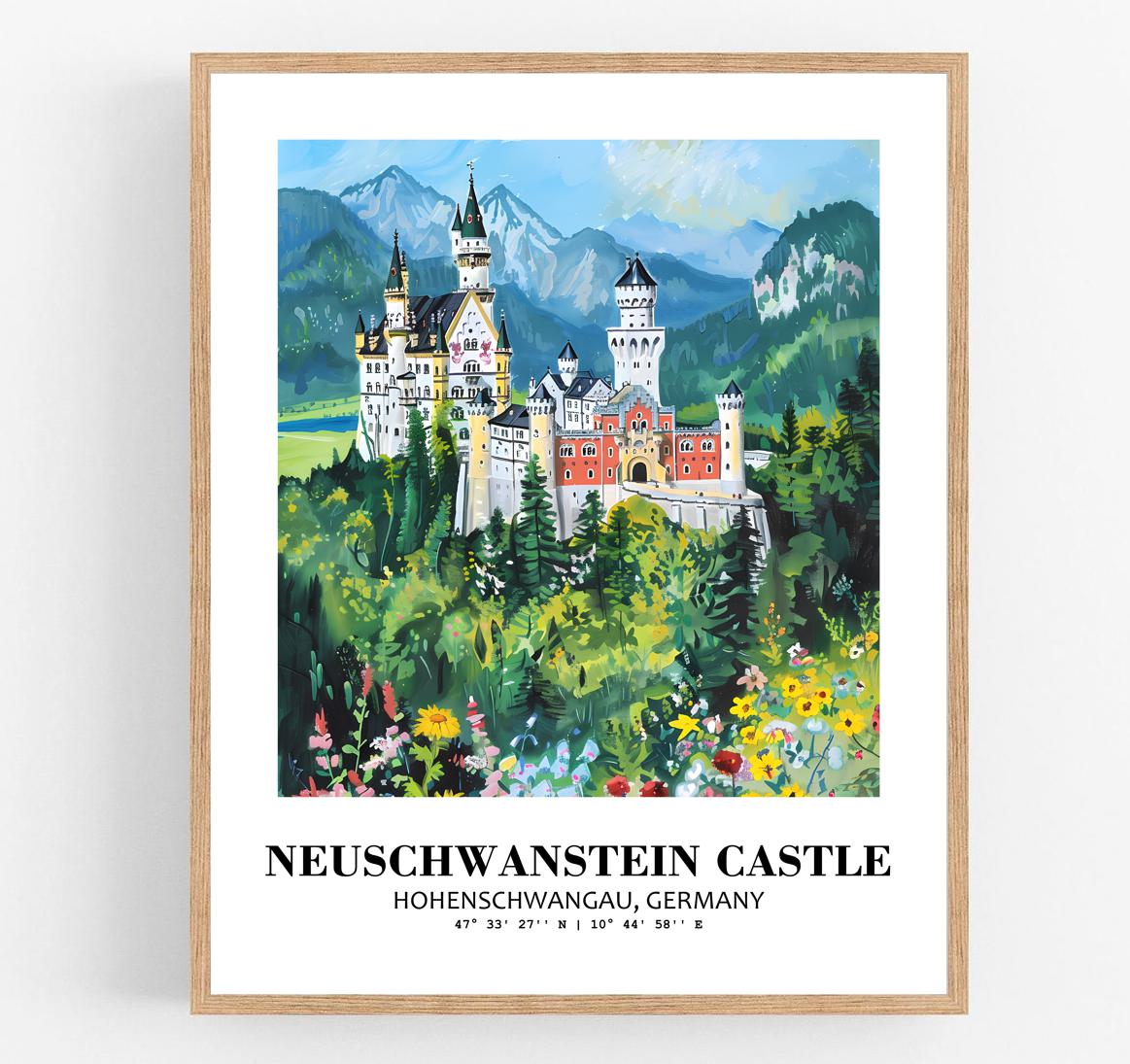 Eleville Unframed Neuschwanstein Castle Hohenschwangau Germany World Tour Travel Family Vacation Art Print Poster Office Home Decor mgn027