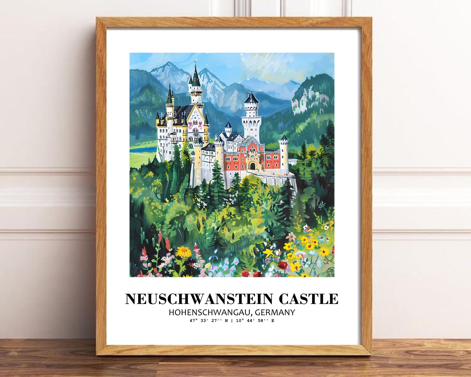 Eleville Unframed Neuschwanstein Castle Hohenschwangau Germany World Tour Travel Family Vacation Art Print Poster Office Home Decor mgn027 - Image 2