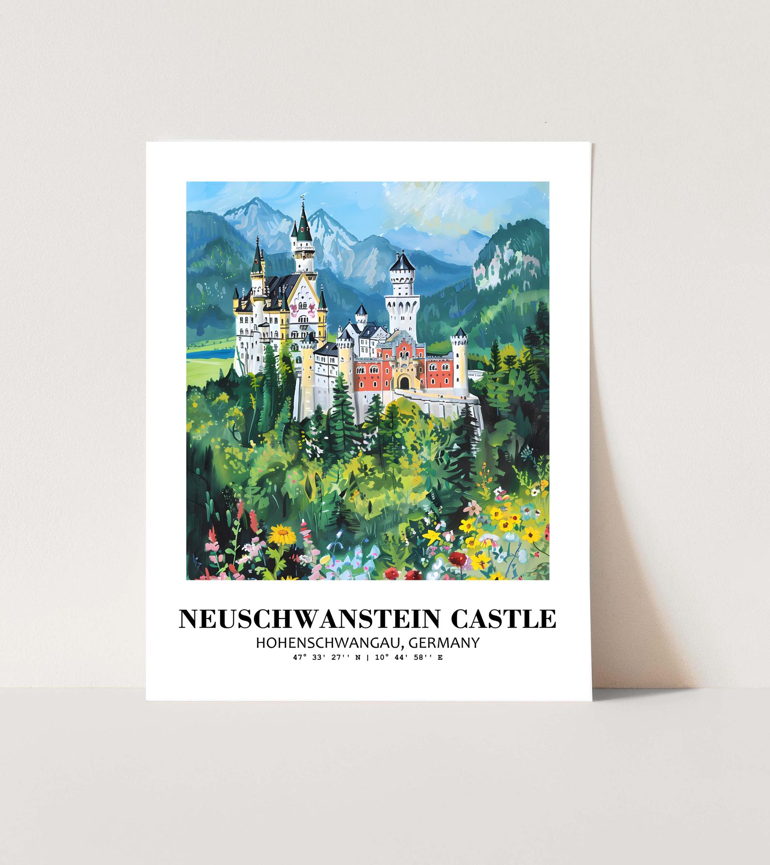 Eleville Unframed Neuschwanstein Castle Hohenschwangau Germany World Tour Travel Family Vacation Art Print Poster Office Home Decor mgn027 - Image 3