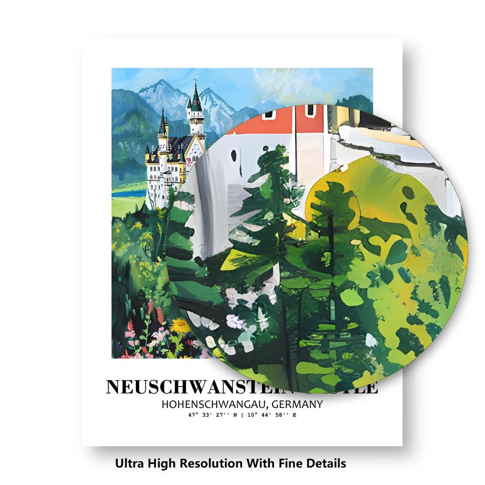 Eleville Unframed Neuschwanstein Castle Hohenschwangau Germany World Tour Travel Family Vacation Art Print Poster Office Home Decor mgn027 - Image 8