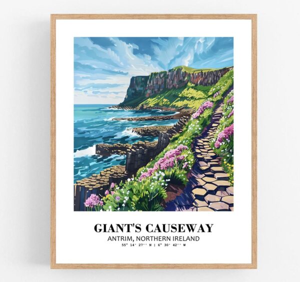 Eleville Unframed Giant's Causeway Antrim Northern Ireland World Tour Travel Family Vacation Art Print Poster Office Home Decor mgn028