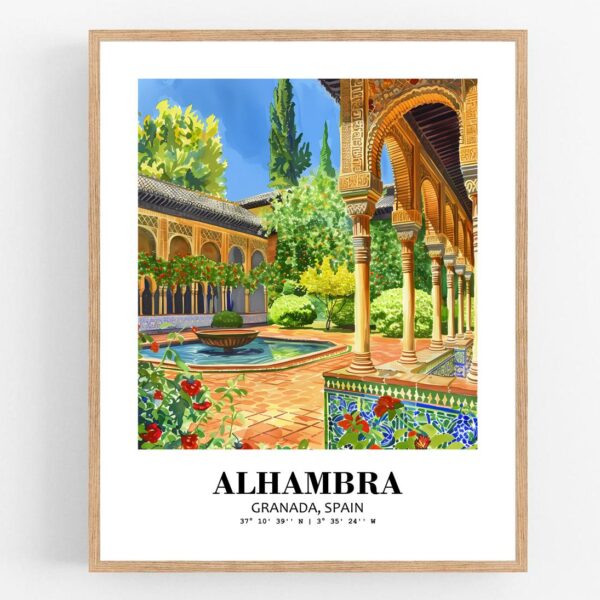 Eleville Unframed Alhambra Granada Spain World Tour Travel Family Vacation Art Print Poster Office Home Decor mgn029