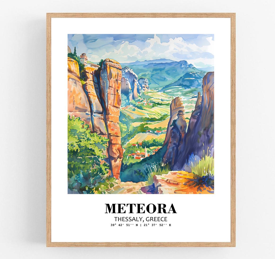 Eleville Unframed Meteora Thessaly Greece World Tour Travel Family Vacation Art Print Poster Office Home Decor mgn032