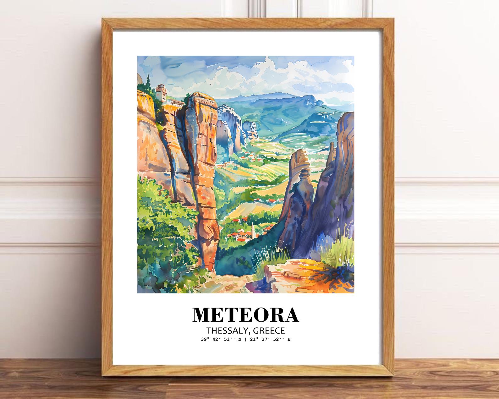 Eleville Unframed Meteora Thessaly Greece World Tour Travel Family Vacation Art Print Poster Office Home Decor mgn032 - Image 2
