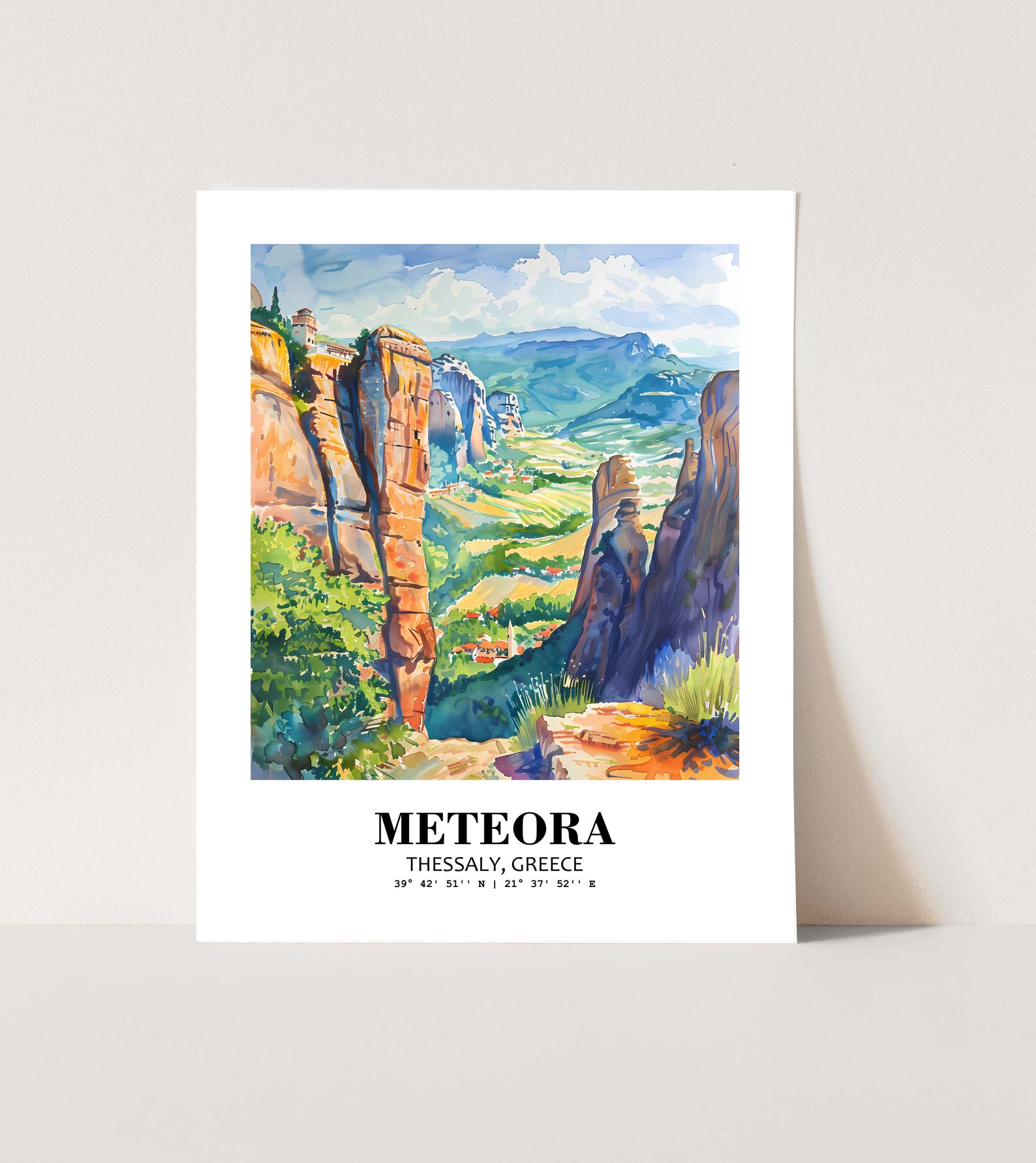 Eleville Unframed Meteora Thessaly Greece World Tour Travel Family Vacation Art Print Poster Office Home Decor mgn032 - Image 3