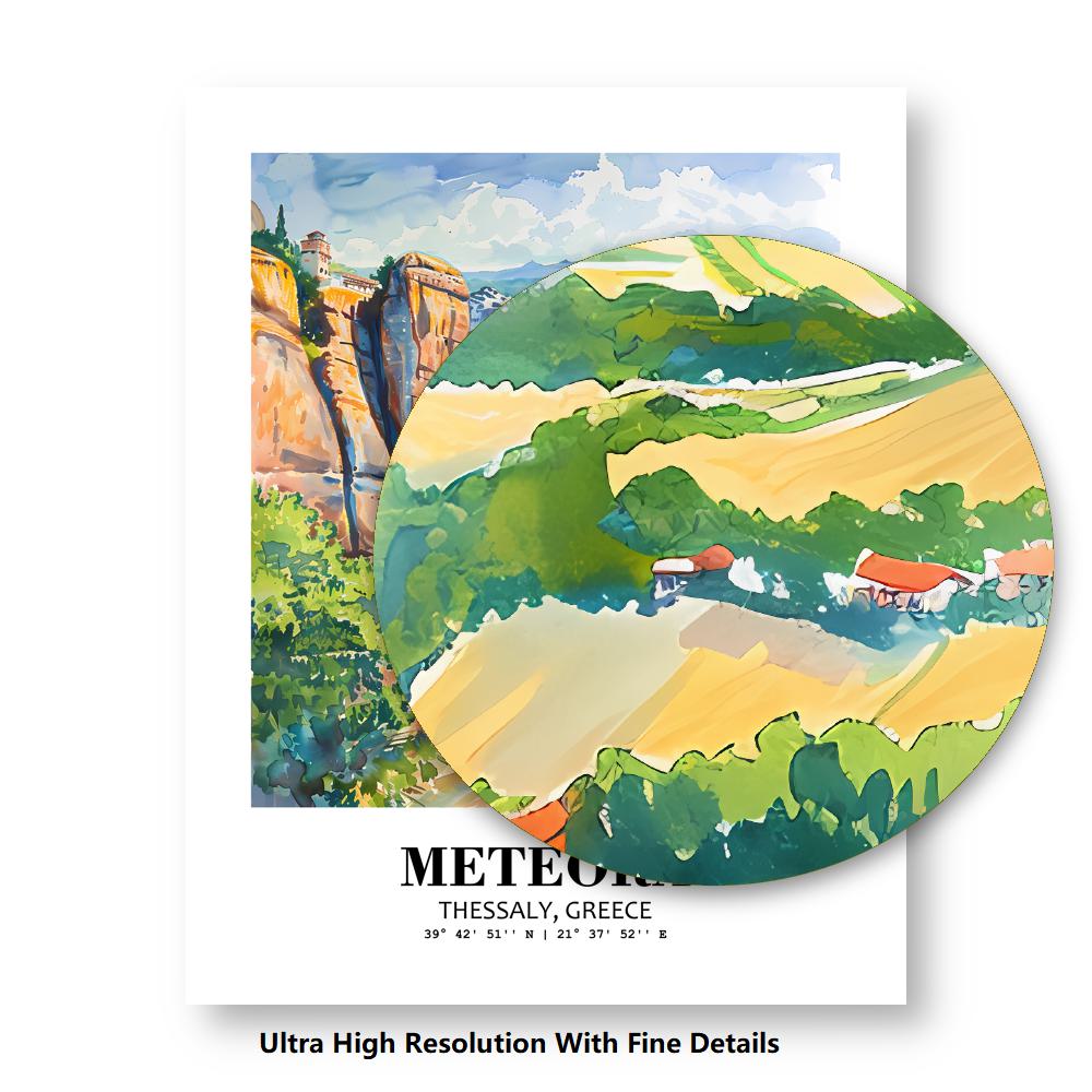 Eleville Unframed Meteora Thessaly Greece World Tour Travel Family Vacation Art Print Poster Office Home Decor mgn032 - Image 8