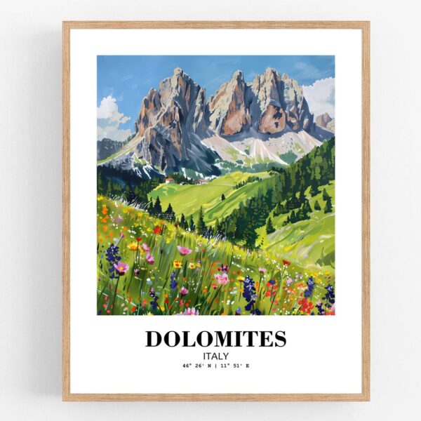 Eleville Unframed Dolomites Italy World Tour Travel Family Vacation Art Print Poster Office Home Decor mgn038