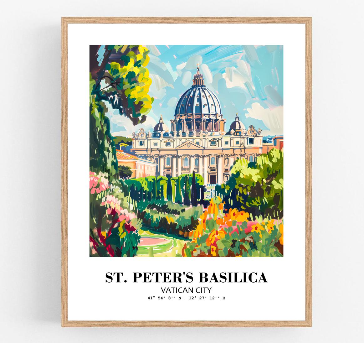 Eleville Unframed St Peter's Basilica Vatican City World Tour Travel Family Vacation Art Print Poster Office Home Decor mgn039