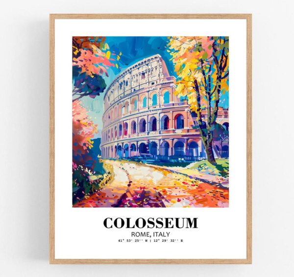 Eleville Unframed Colosseum Rome Italy World Tour Travel Family Vacation Art Print Poster Office Home Decor mgn040