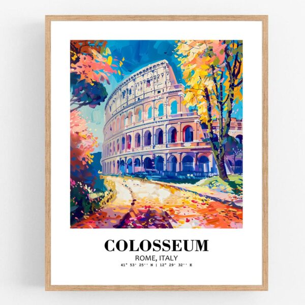Eleville Unframed Colosseum Rome Italy World Tour Travel Family Vacation Art Print Poster Office Home Decor mgn040
