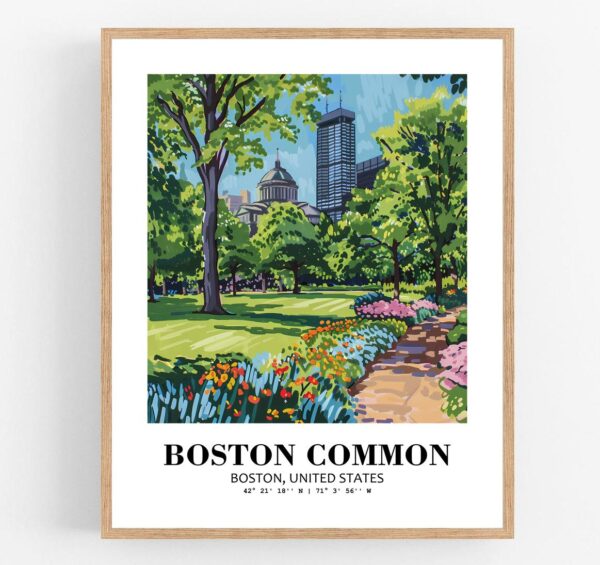 Eleville Unframed Boston Common Boston United States World Tour Travel Family Vacation Art Print Poster Office Home Decor mgn048