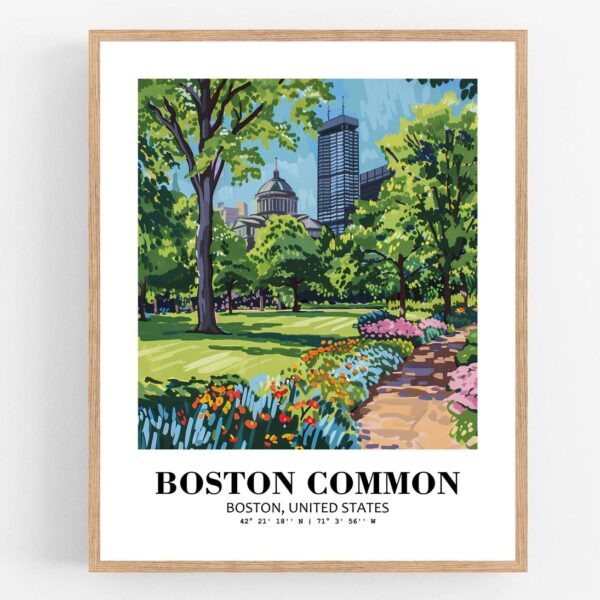 Eleville Unframed Boston Common Boston United States World Tour Travel Family Vacation Art Print Poster Office Home Decor mgn048