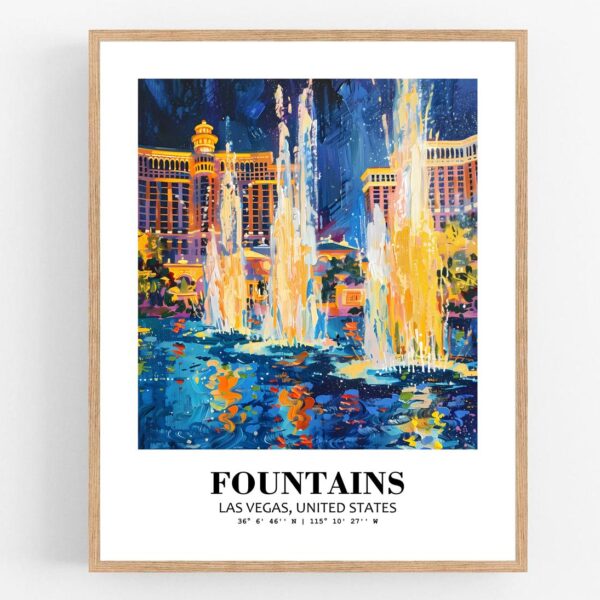 Eleville Unframed Fountains Las Vegas United States World Tour Travel Family Vacation Art Print Poster Office Home Decor mgn049