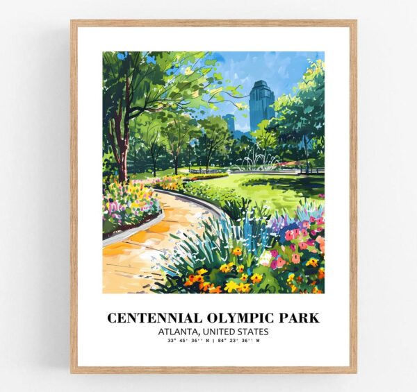 Eleville Unframed Centennial Olympic Park Atlanta United States World Tour Travel Family Vacation Art Print Poster Office Home Decor mgn050