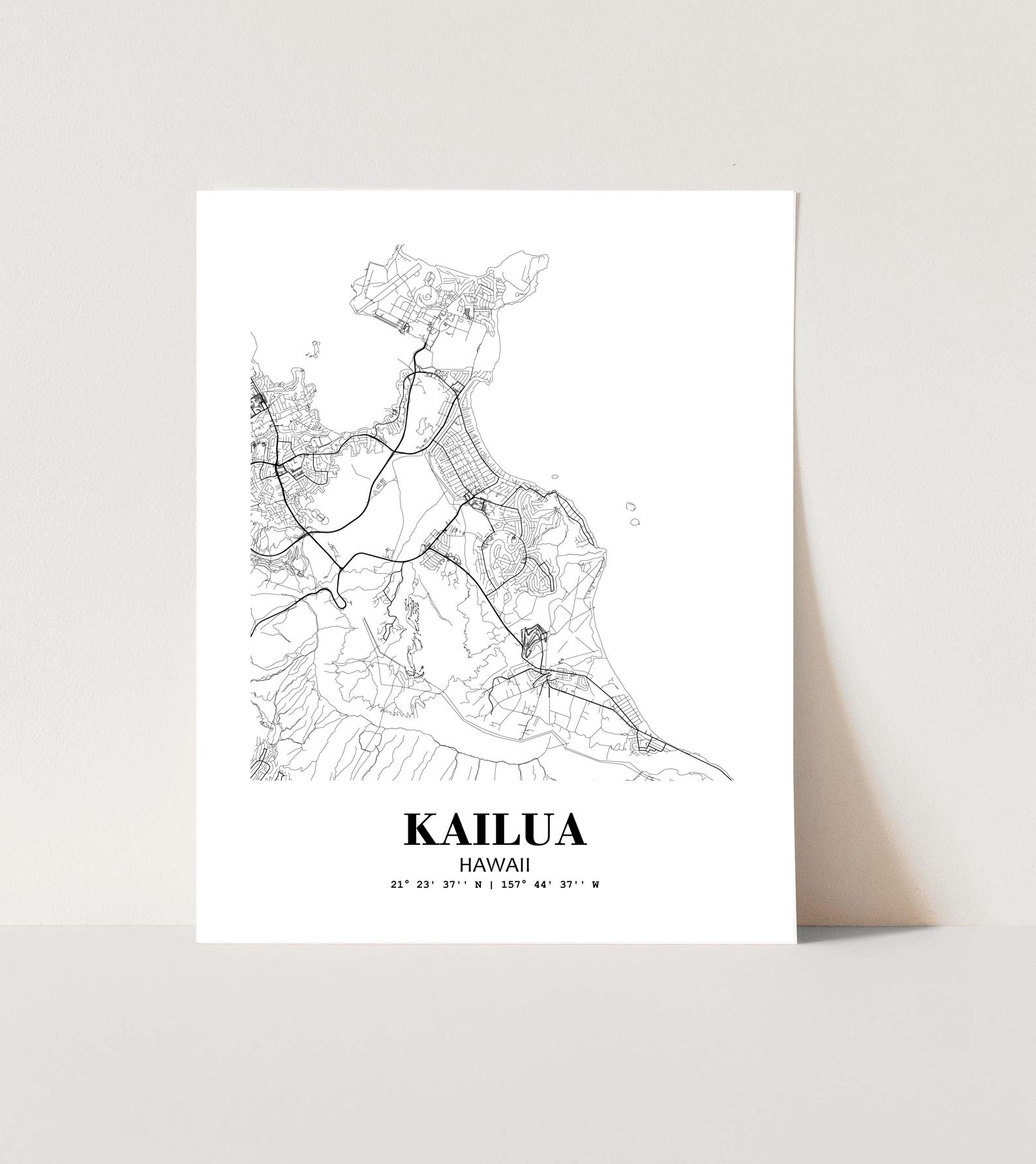 Eleville 11X14 Unframed Kailua Hawaii City View Abstract Modern Map Art Print Poster wgn948 - Image 3