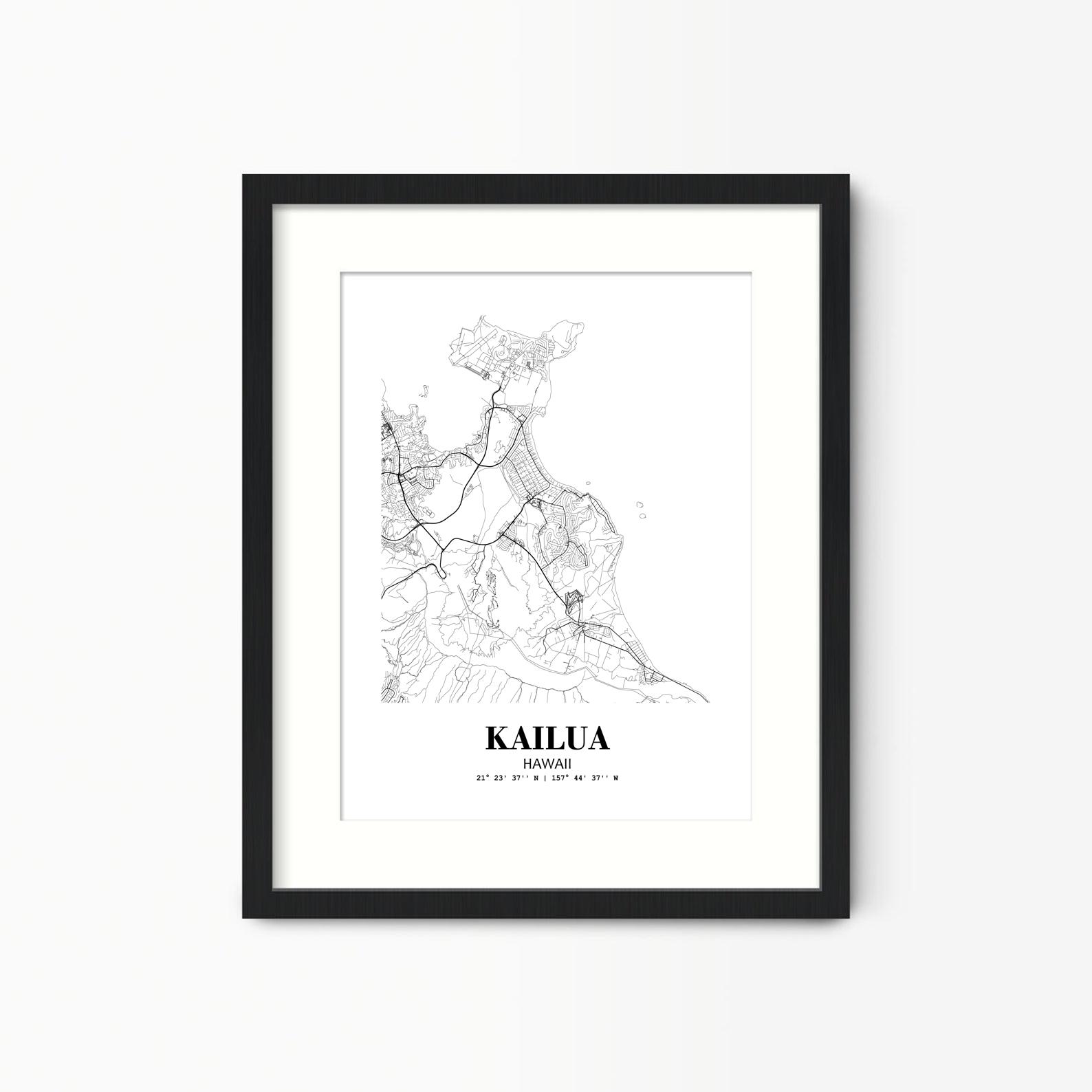 Eleville 11X14 Unframed Kailua Hawaii City View Abstract Modern Map Art Print Poster wgn948 - Image 4