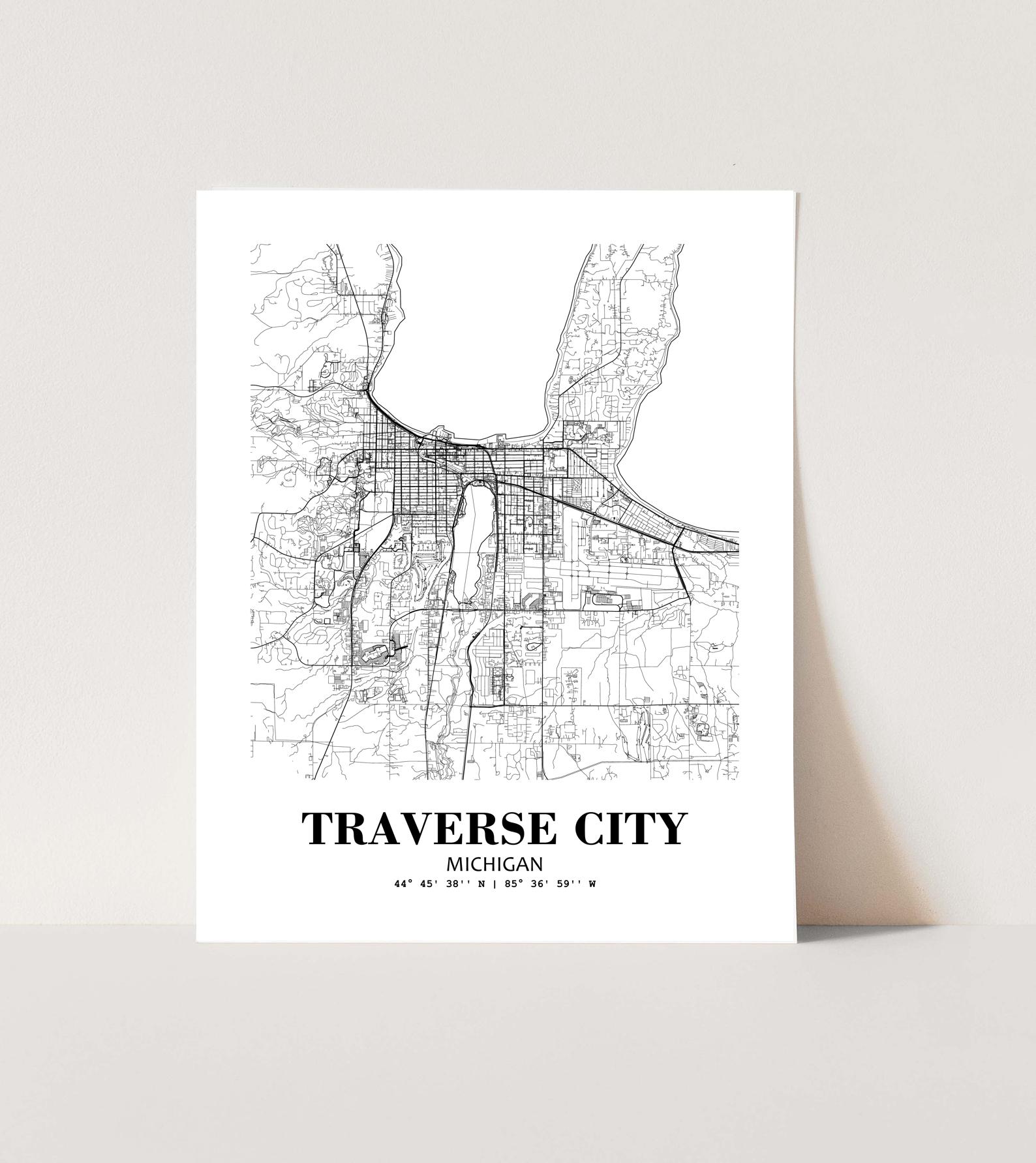 Eleville Unframed Traverse City Michigan City View Abstract Modern Map Art Print Poster Wall Office Home Decor Line Art wgn949 - Image 3