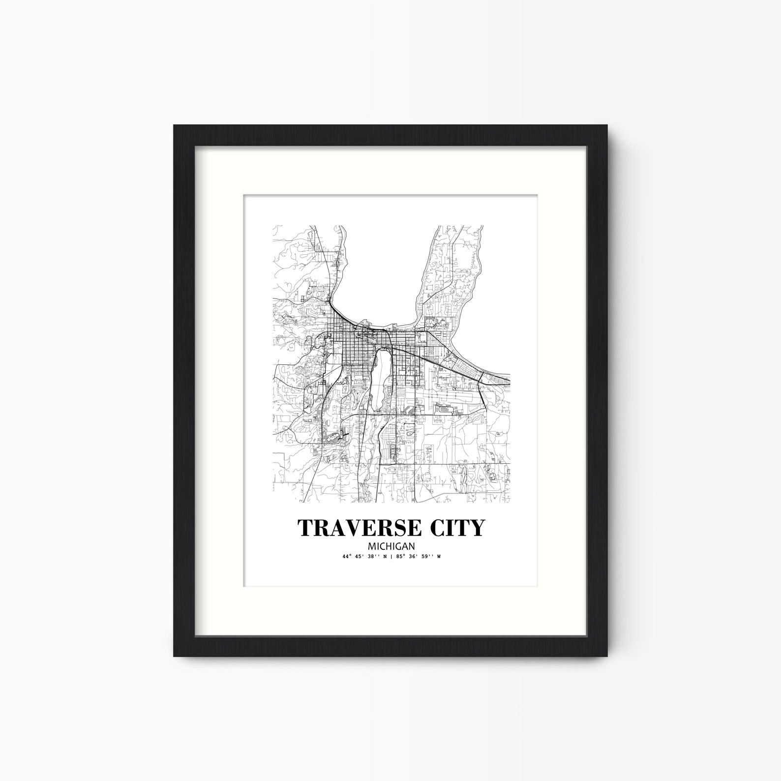 Eleville Unframed Traverse City Michigan City View Abstract Modern Map Art Print Poster Wall Office Home Decor Line Art wgn949 - Image 4