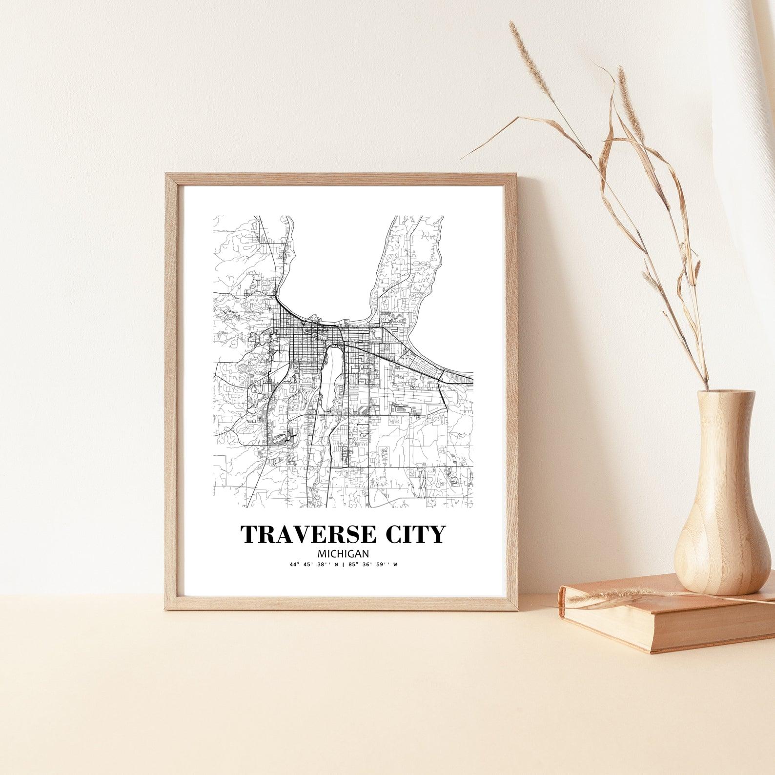 Eleville Unframed Traverse City Michigan City View Abstract Modern Map Art Print Poster Wall Office Home Decor Line Art wgn949 - Image 5