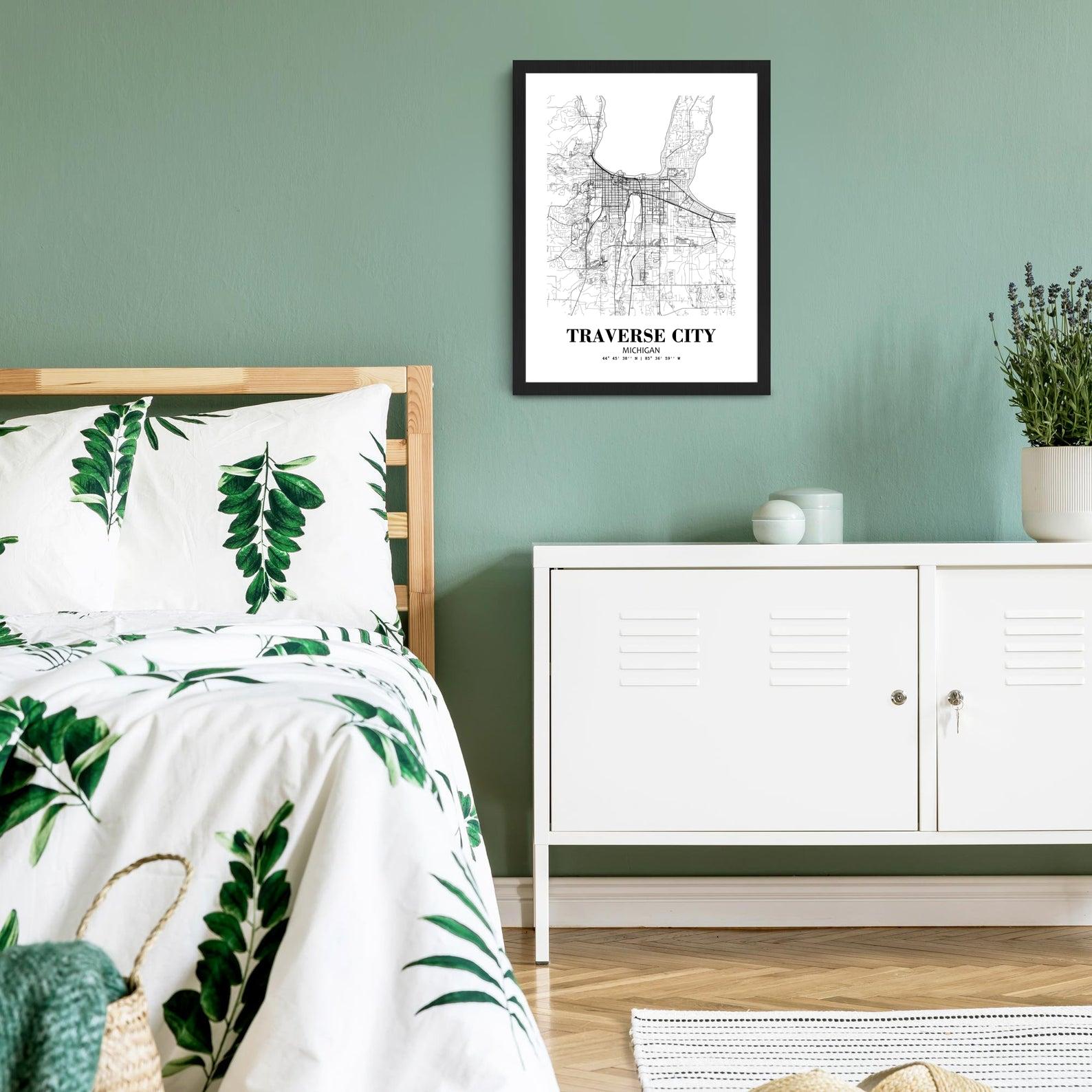 Eleville Unframed Traverse City Michigan City View Abstract Modern Map Art Print Poster Wall Office Home Decor Line Art wgn949 - Image 6