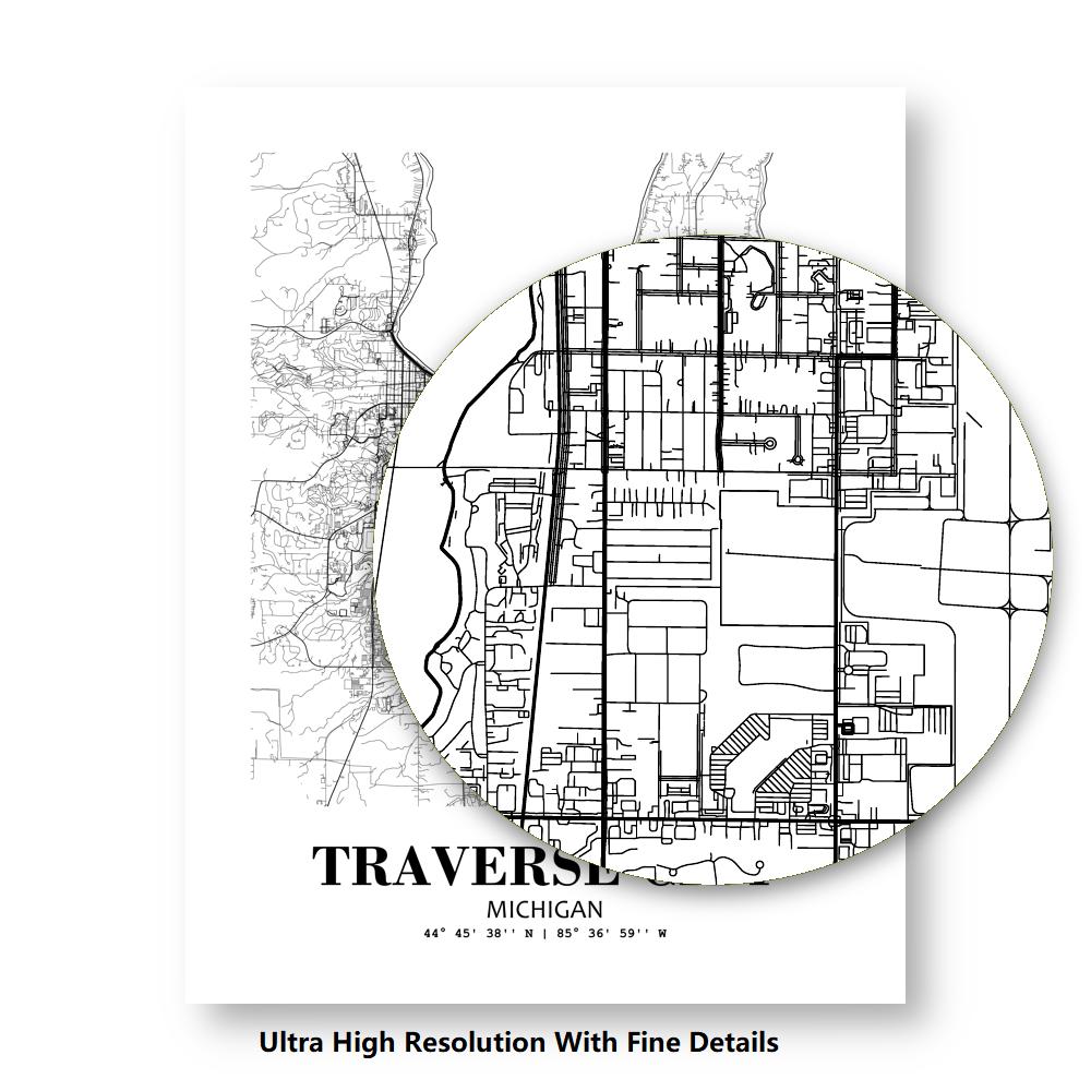 Eleville Unframed Traverse City Michigan City View Abstract Modern Map Art Print Poster Wall Office Home Decor Line Art wgn949 - Image 8